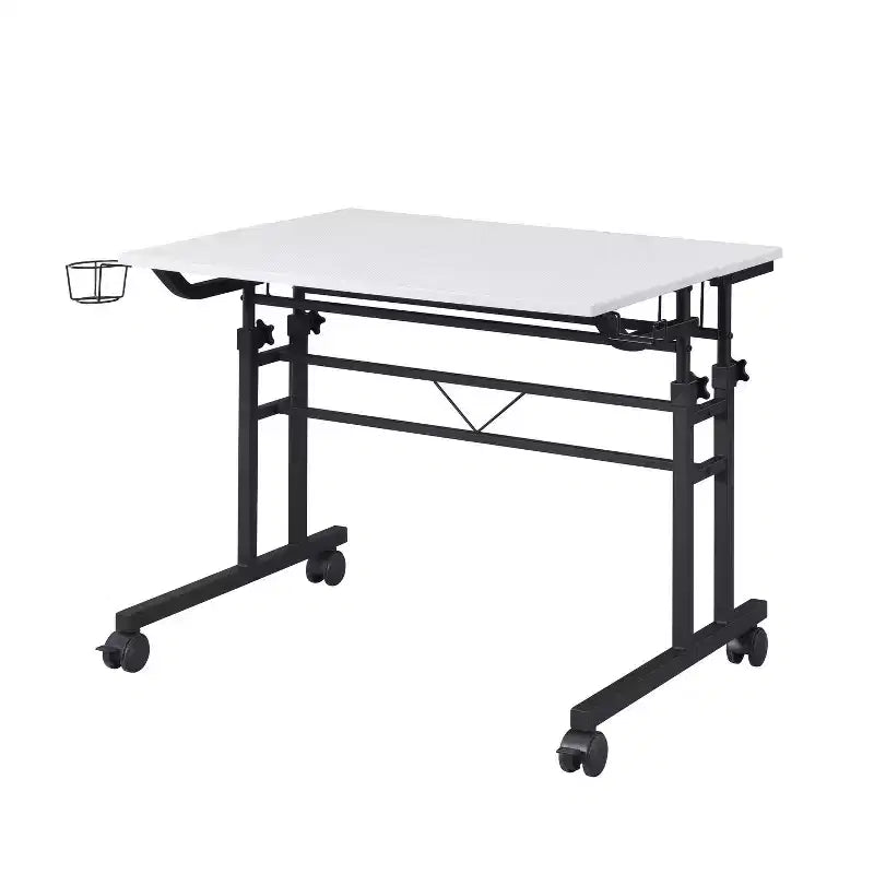 Rolling Writing Desk with Height Adjustable Desktop and Moveable Shelf - Techni Mobili