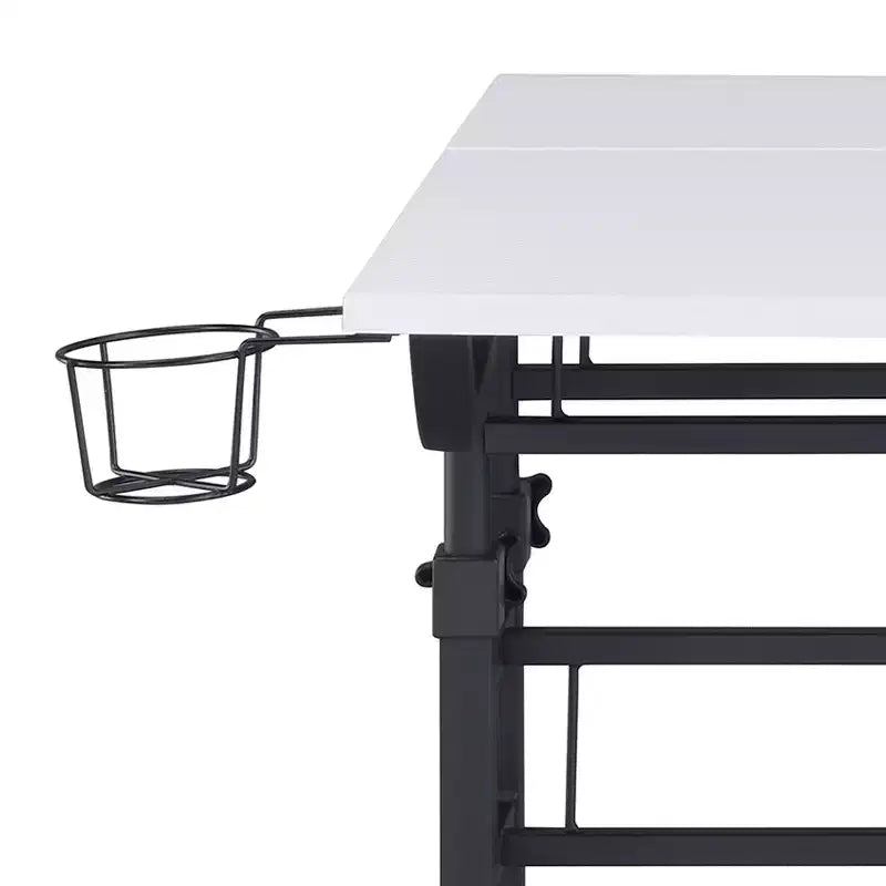 Rolling Writing Desk with Height Adjustable Desktop and Moveable Shelf - Techni Mobili