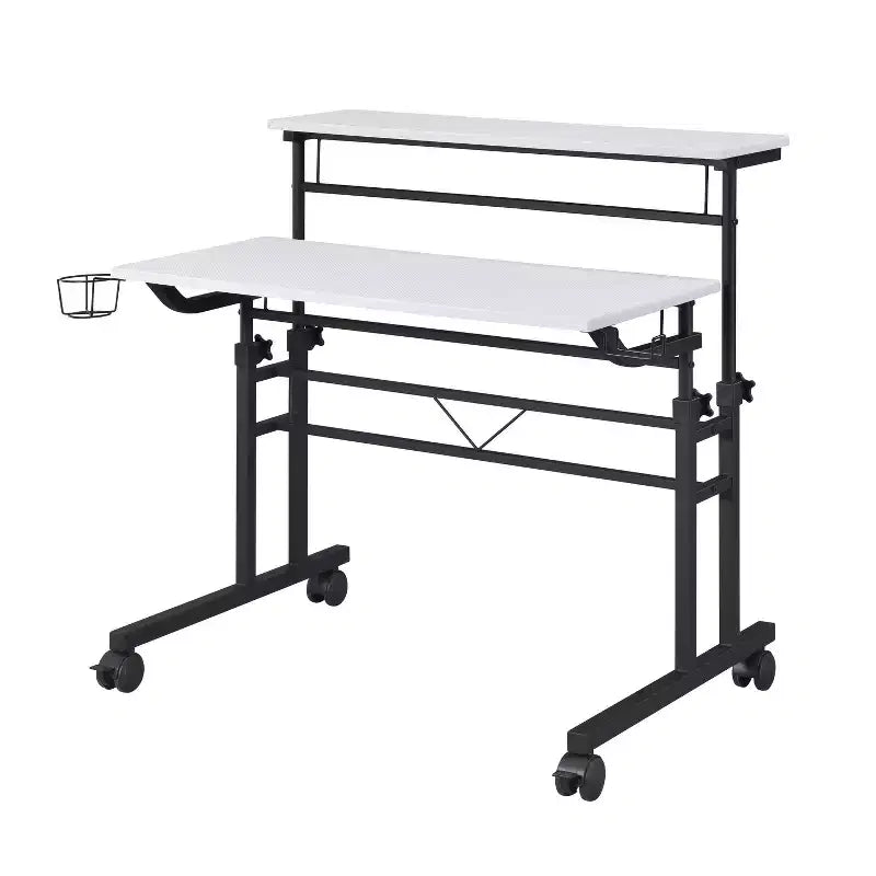 Rolling Writing Desk with Height Adjustable Desktop and Moveable Shelf - Techni Mobili