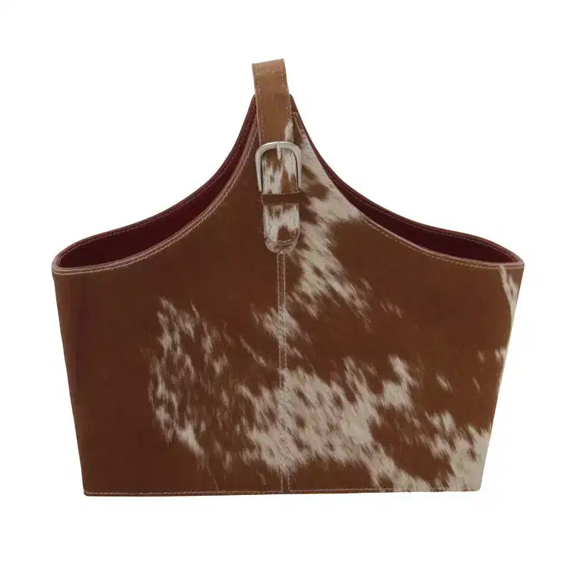 14 x 16 Traditional Leather Magazine Holder with Belt Strap Handle - Olivia & May