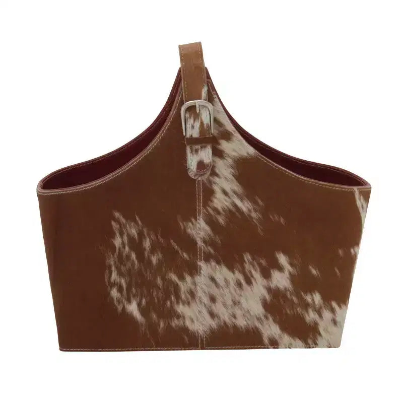14 x 16 Traditional Leather Magazine Holder with Belt Strap Handle - Olivia & May