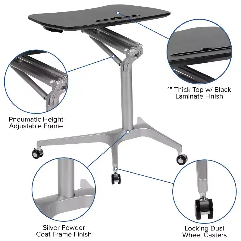 Flash Furniture Mobile Sit-Down, Stand-Up Ergonomic Computer Desk - Standing Desk