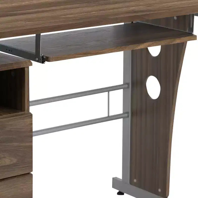 Emma and Oliver Desk with Three Drawer Single Pedestal and Pull-Out Keyboard Tray