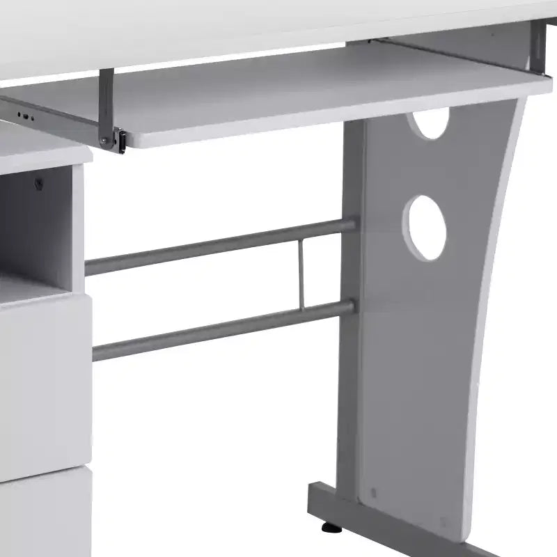 Emma and Oliver Desk with Three Drawer Single Pedestal and Pull-Out Keyboard Tray