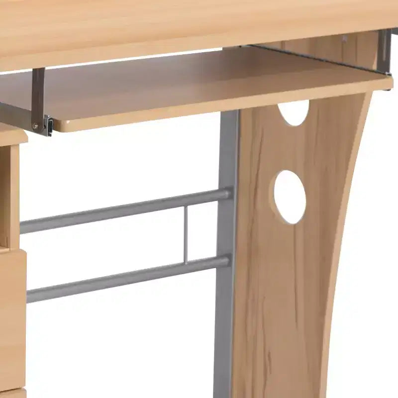 Emma and Oliver Desk with Three Drawer Single Pedestal and Pull-Out Keyboard Tray