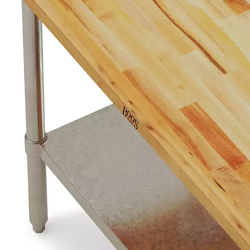 John Boos Maple Wood Top Work Table with Adjustable Lower Shelf, 48 x 30 x 1.5