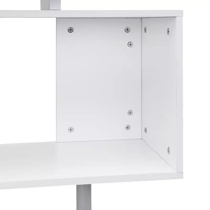 HOMCOM 55 360 Rotating Corner Computer Desk Modern L-Shaped Home Office Workstation with 3-Tier Storage Shelves, Bookshelf