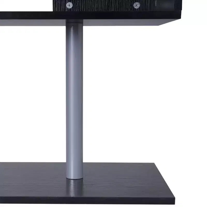 HOMCOM 55 360 Rotating Corner Computer Desk Modern L-Shaped Home Office Workstation with 3-Tier Storage Shelves, Bookshelf