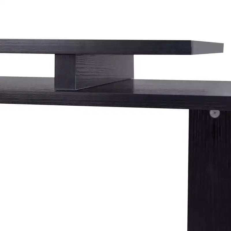 HOMCOM 55 360 Rotating Corner Computer Desk Modern L-Shaped Home Office Workstation with 3-Tier Storage Shelves, Bookshelf