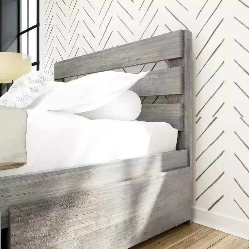 Max & Lily Full Bed Frame with Storage Drawers, Solid Wood Platform Bed for Kids