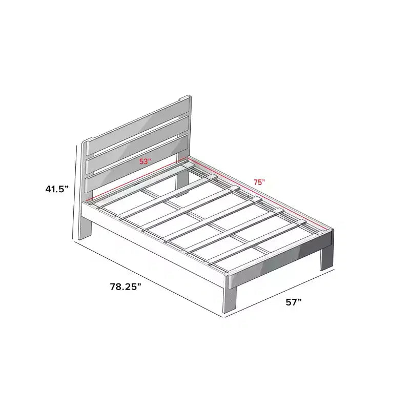 Max & Lily Full Bed Frame with Storage Drawers, Solid Wood Platform Bed for Kids