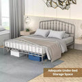 Costway Queen Size Metal Bed Frame Platform Headboard & Footboard W/Storage Sliver
