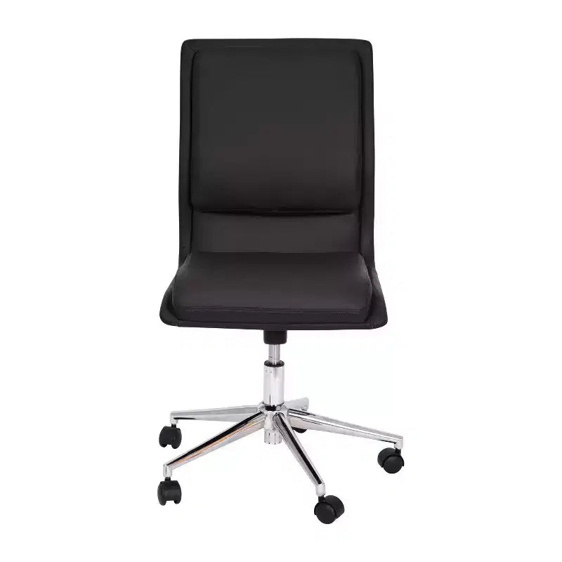 Merrick Lane Mid-Back Armless Home Office Chair with Height Adjustable Swivel Seat and Five Star Chrome Base