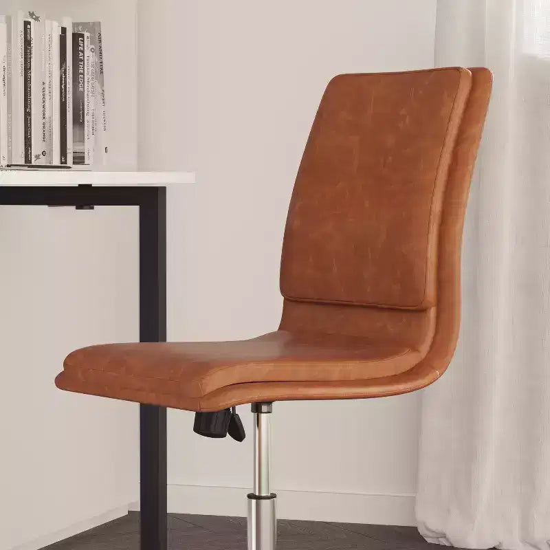 Merrick Lane Mid-Back Armless Home Office Chair with Height Adjustable Swivel Seat and Five Star Chrome Base