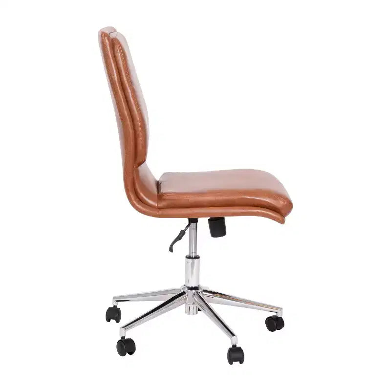 Merrick Lane Mid-Back Armless Home Office Chair with Height Adjustable Swivel Seat and Five Star Chrome Base