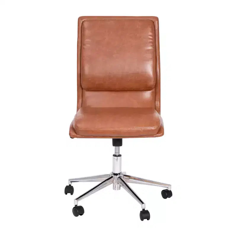 Merrick Lane Mid-Back Armless Home Office Chair with Height Adjustable Swivel Seat and Five Star Chrome Base