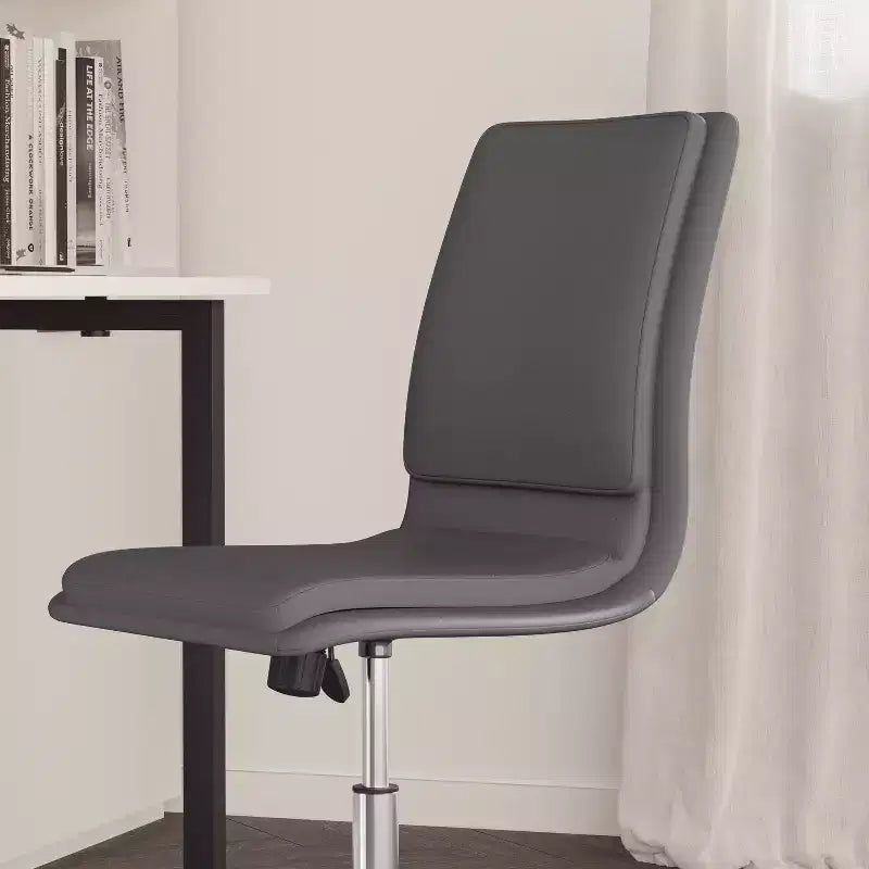 Merrick Lane Mid-Back Armless Home Office Chair with Height Adjustable Swivel Seat and Five Star Chrome Base