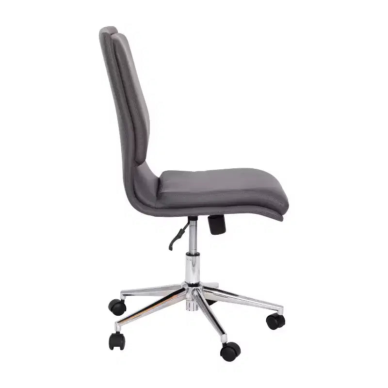 Merrick Lane Mid-Back Armless Home Office Chair with Height Adjustable Swivel Seat and Five Star Chrome Base