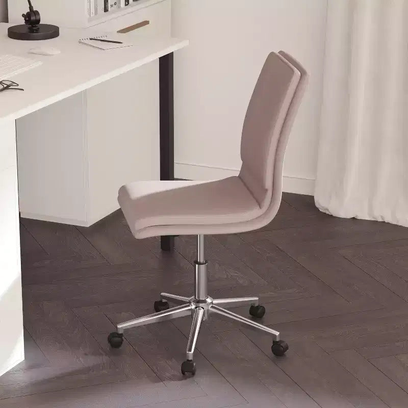 Merrick Lane Mid-Back Armless Home Office Chair with Height Adjustable Swivel Seat and Five Star Chrome Base
