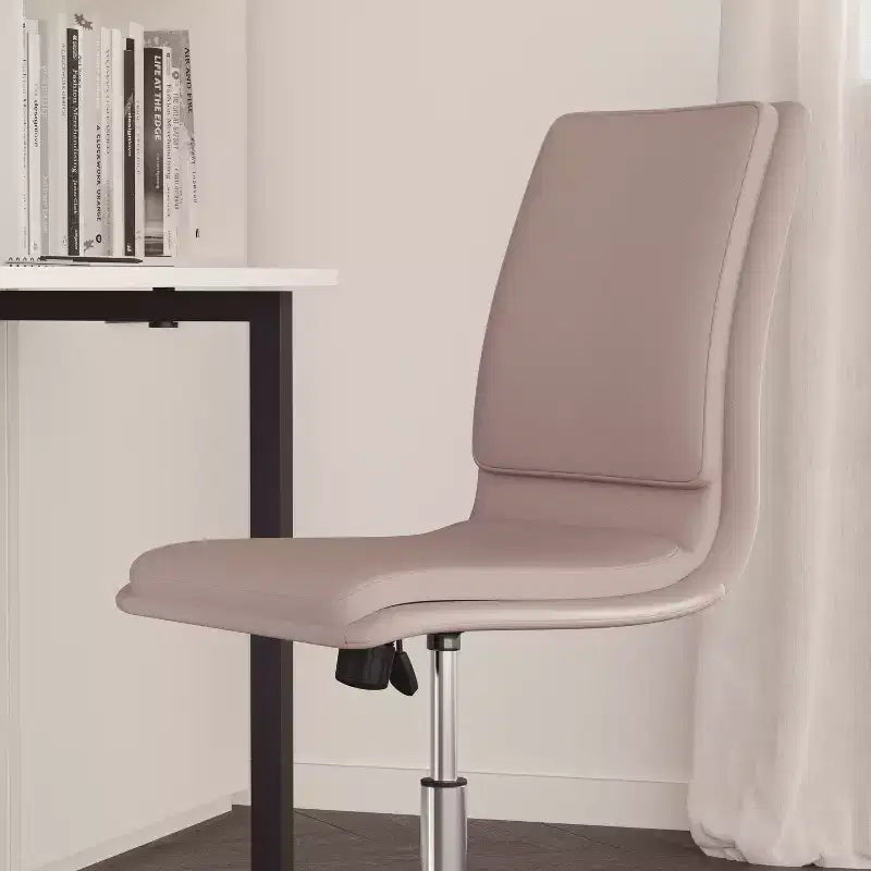 Merrick Lane Mid-Back Armless Home Office Chair with Height Adjustable Swivel Seat and Five Star Chrome Base