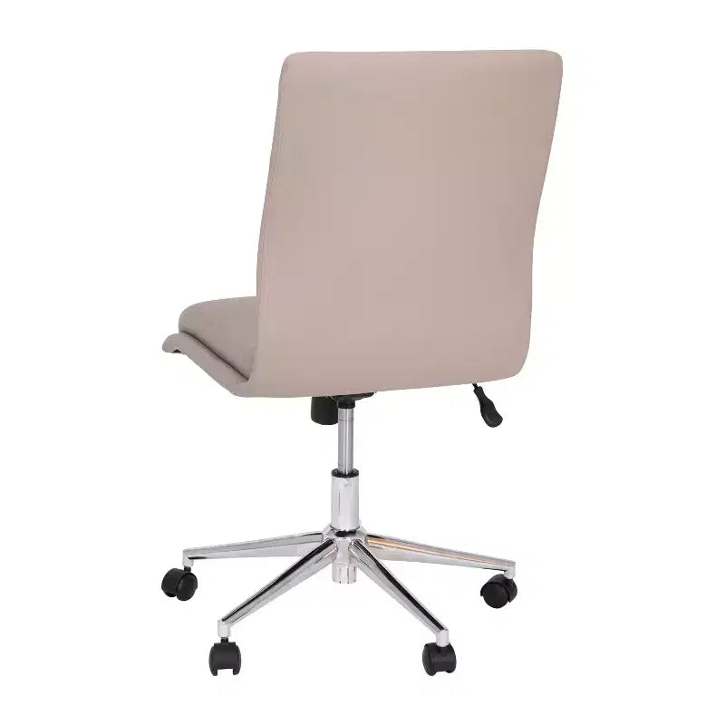Merrick Lane Mid-Back Armless Home Office Chair with Height Adjustable Swivel Seat and Five Star Chrome Base