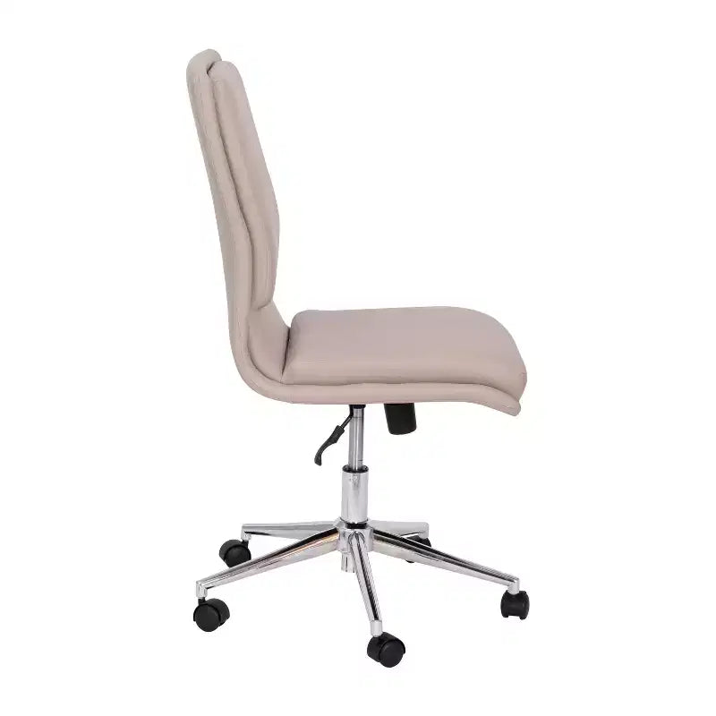 Merrick Lane Mid-Back Armless Home Office Chair with Height Adjustable Swivel Seat and Five Star Chrome Base