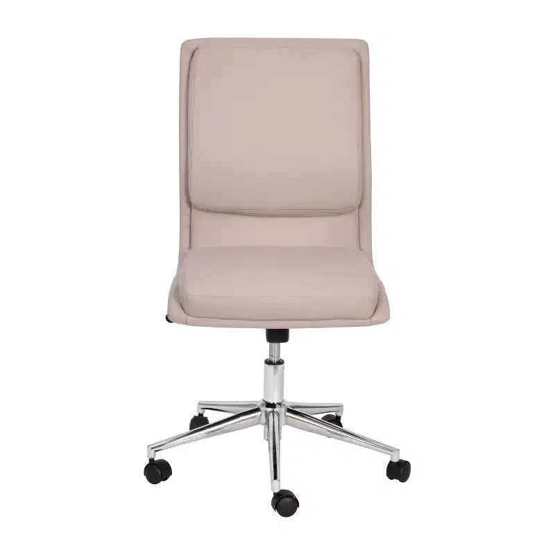 Merrick Lane Mid-Back Armless Home Office Chair with Height Adjustable Swivel Seat and Five Star Chrome Base