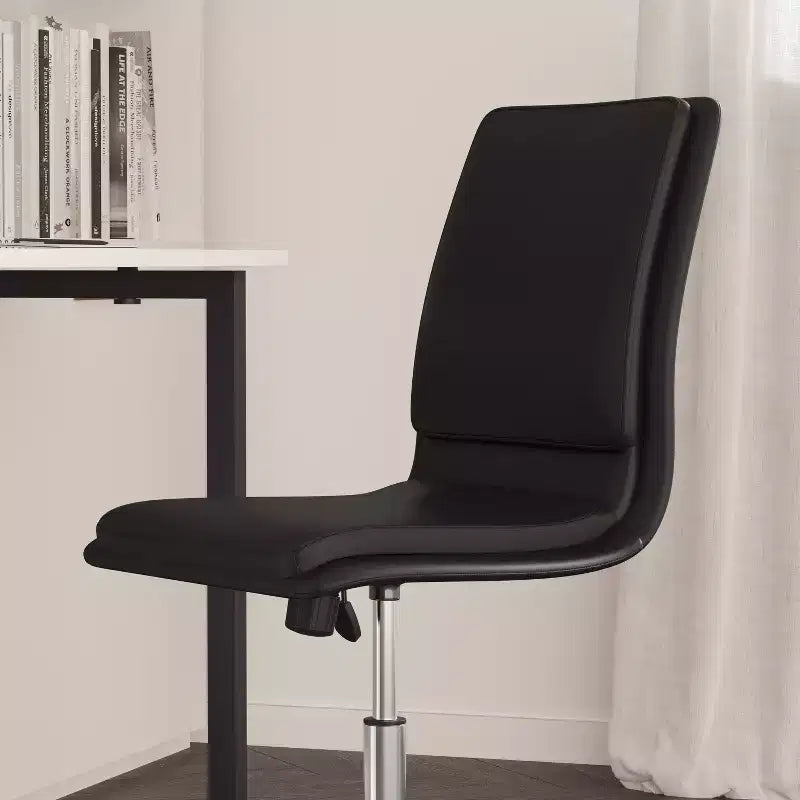 Merrick Lane Mid-Back Armless Home Office Chair with Height Adjustable Swivel Seat and Five Star Chrome Base