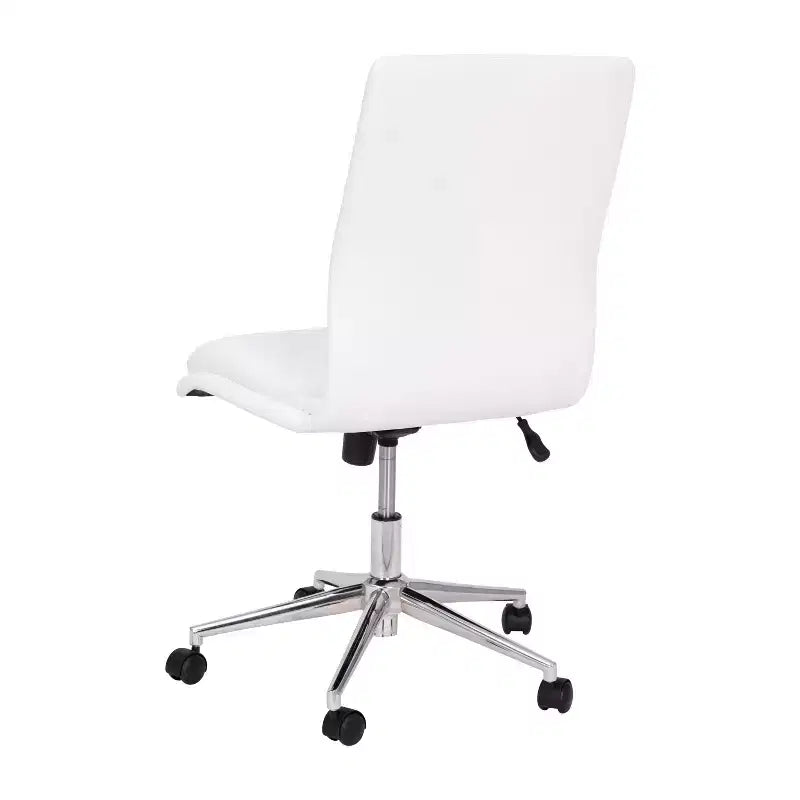 Merrick Lane Mid-Back Armless Home Office Chair with Height Adjustable Swivel Seat and Five Star Chrome Base