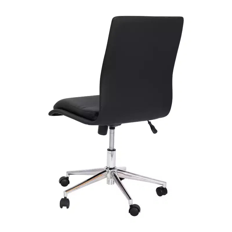 Merrick Lane Mid-Back Armless Home Office Chair with Height Adjustable Swivel Seat and Five Star Chrome Base