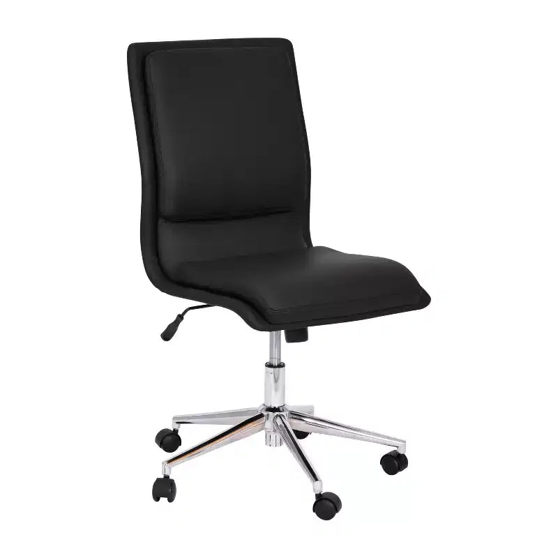 Merrick Lane Mid-Back Armless Home Office Chair with Height Adjustable Swivel Seat and Five Star Chrome Base