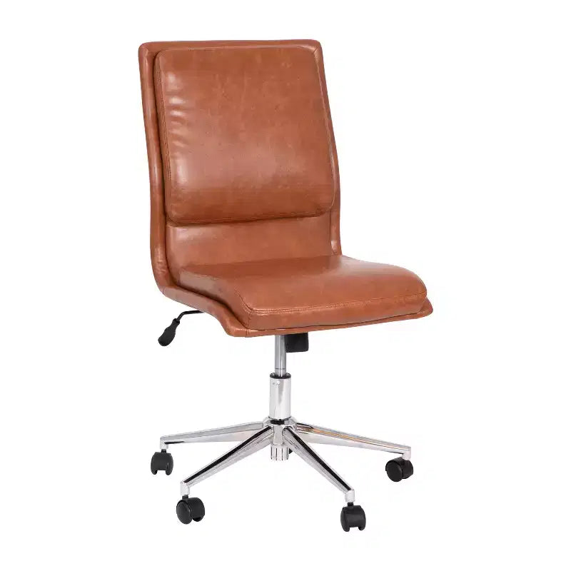 Merrick Lane Mid-Back Armless Home Office Chair with Height Adjustable Swivel Seat and Five Star Chrome Base