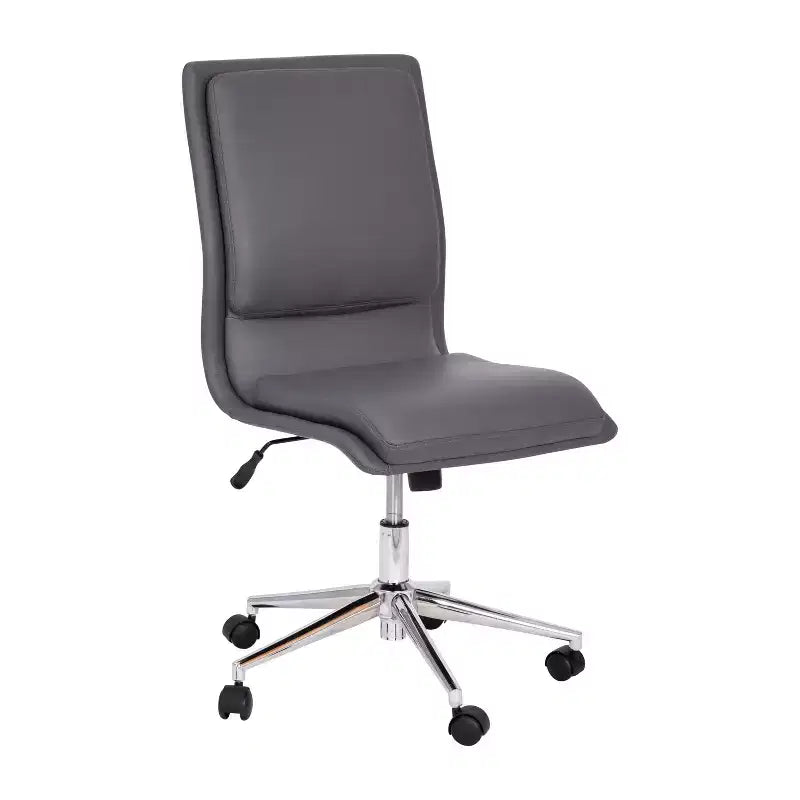 Merrick Lane Mid-Back Armless Home Office Chair with Height Adjustable Swivel Seat and Five Star Chrome Base