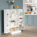 HOMCOM 41 Modern Kitchen Pantry Freestanding Storage Cabinet with Double Doors Adjustable Shelves for Living Room - White