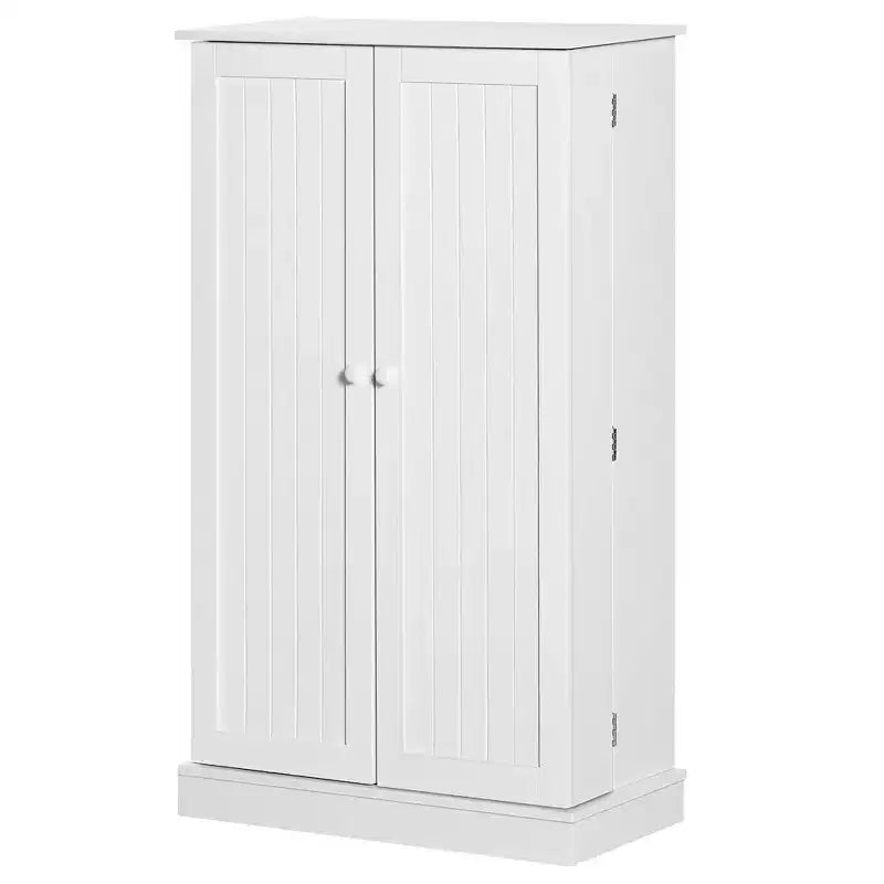 HOMCOM 41 Modern Kitchen Pantry Freestanding Storage Cabinet with Double Doors Adjustable Shelves for Living Room - White