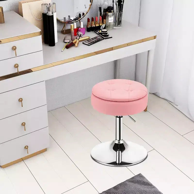 Costway Vanity Stool Adjustable360 Swivel Storage Makeup Chair w/ Removable Tray White\Black\Pink