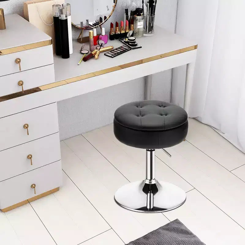 Costway Vanity Stool Adjustable360 Swivel Storage Makeup Chair w/ Removable Tray White\Black\Pink