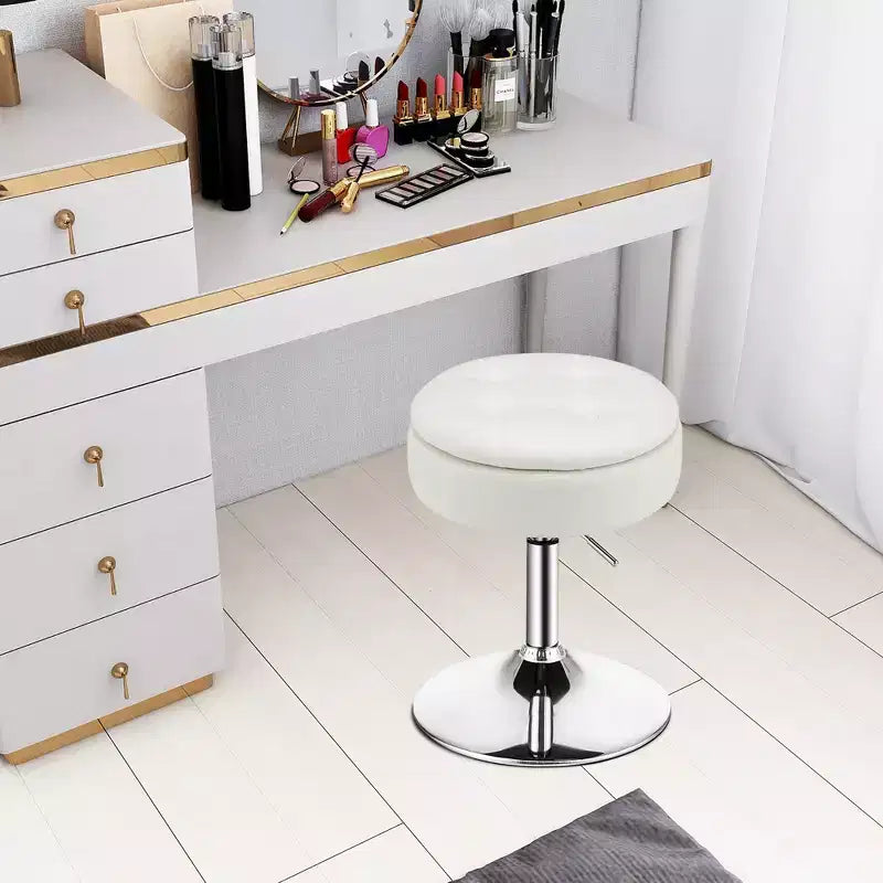 Costway Vanity Stool Adjustable360 Swivel Storage Makeup Chair w/ Removable Tray White\Black\Pink