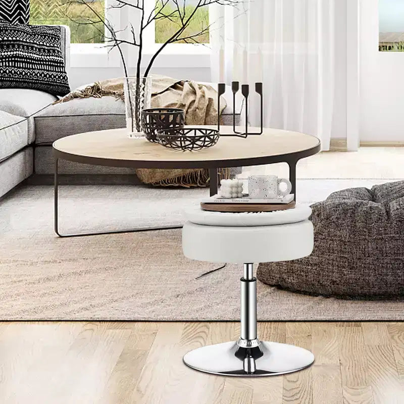 Costway Vanity Stool Adjustable360 Swivel Storage Makeup Chair w/ Removable Tray White\Black\Pink