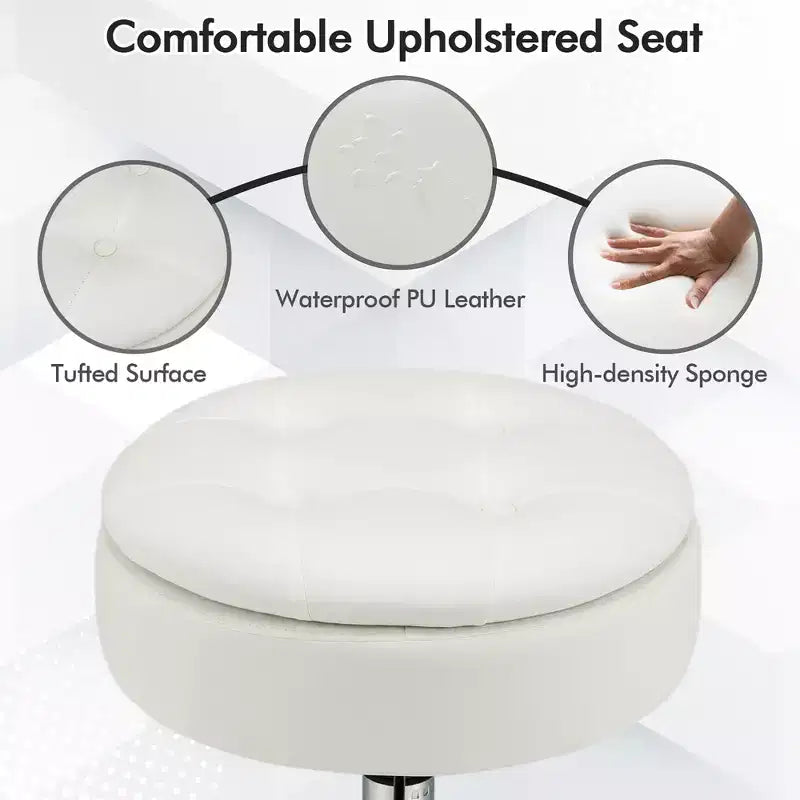 Costway Vanity Stool Adjustable360 Swivel Storage Makeup Chair w/ Removable Tray White\Black\Pink