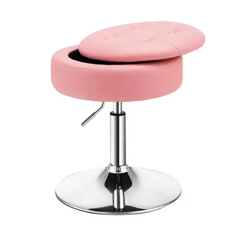 Costway Vanity Stool Adjustable360 Swivel Storage Makeup Chair w/ Removable Tray White\Black\Pink