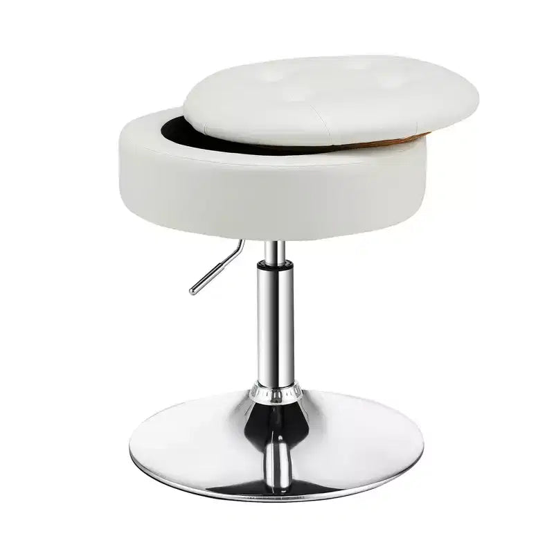 Costway Vanity Stool Adjustable360 Swivel Storage Makeup Chair w/ Removable Tray White\Black\Pink
