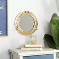 Brass Sail Boat Wall Mirror with Port Hole Detailing Gold- Novogratz