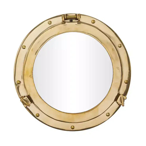 Brass Sail Boat Wall Mirror with Port Hole Detailing Gold- Novogratz