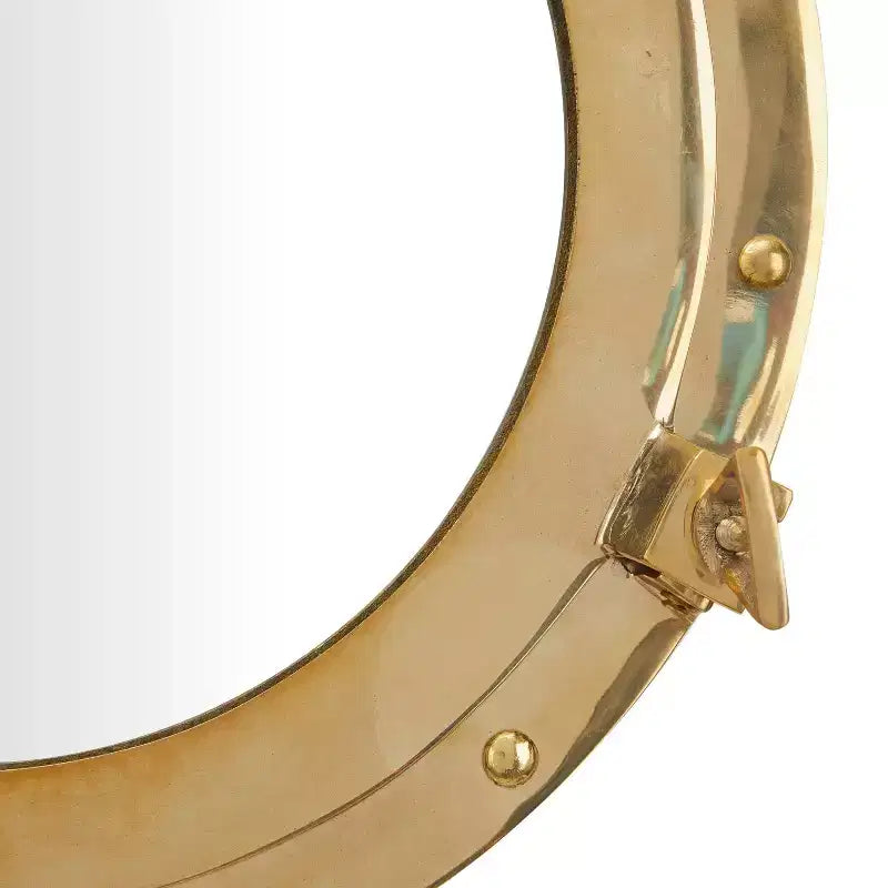 Brass Sail Boat Wall Mirror with Port Hole Detailing Gold- Novogratz