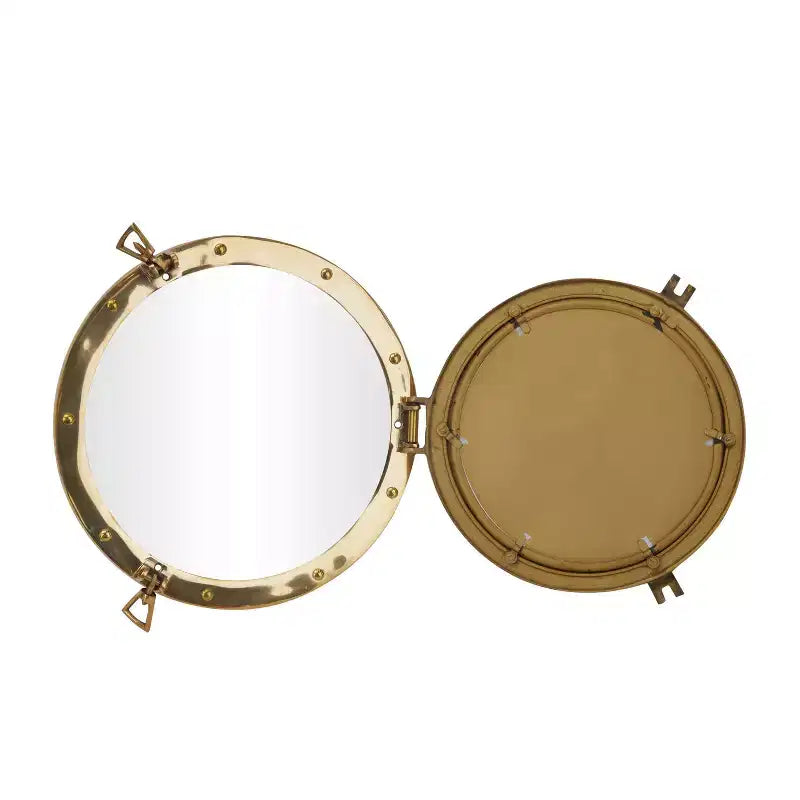 Brass Sail Boat Wall Mirror with Port Hole Detailing Gold- Novogratz