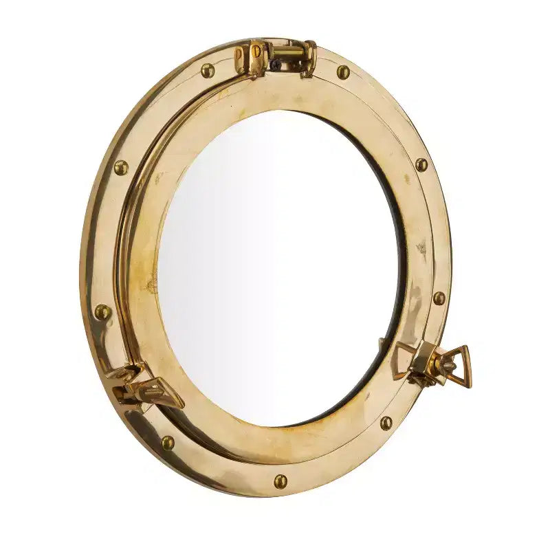 Brass Sail Boat Wall Mirror with Port Hole Detailing Gold- Novogratz