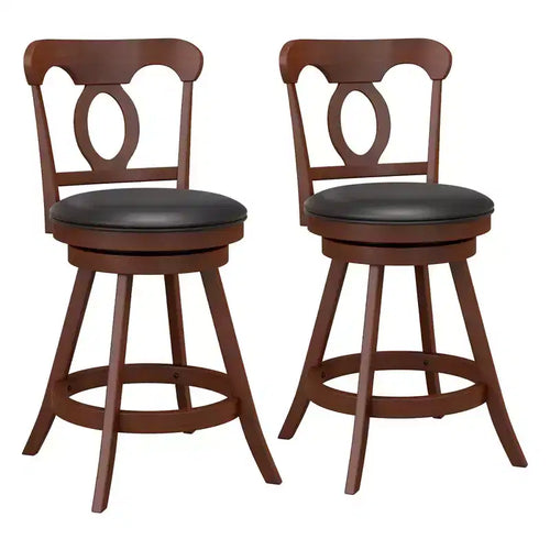 Costway Set of 2 Bar Stools Swivel Counter Height Chairs with Footrest for Kitchen