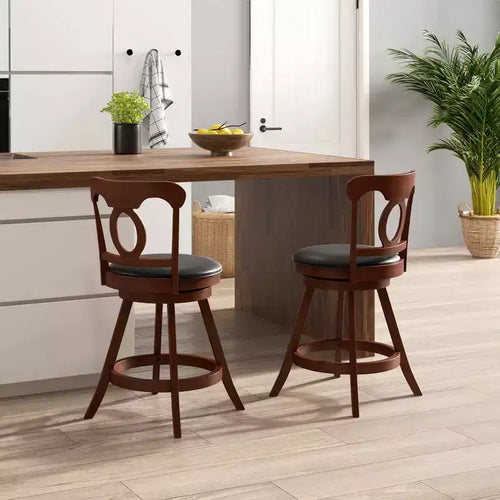 Costway Set of 2 Bar Stools Swivel Counter Height Chairs with Footrest for Kitchen