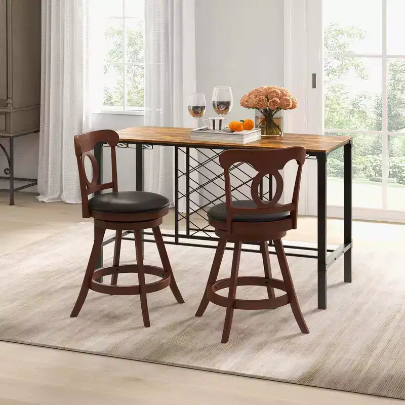 Costway Set of 2 Bar Stools Swivel Counter Height Chairs with Footrest for Kitchen